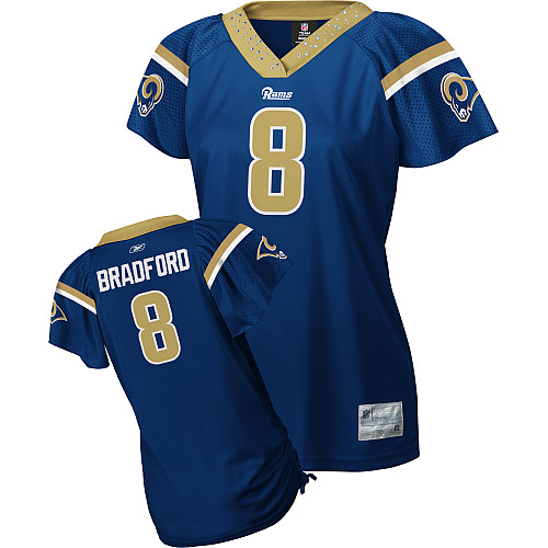 Rams #8 Sam Bradford Blue Women's Field Flirt Stitched NFL Jersey
